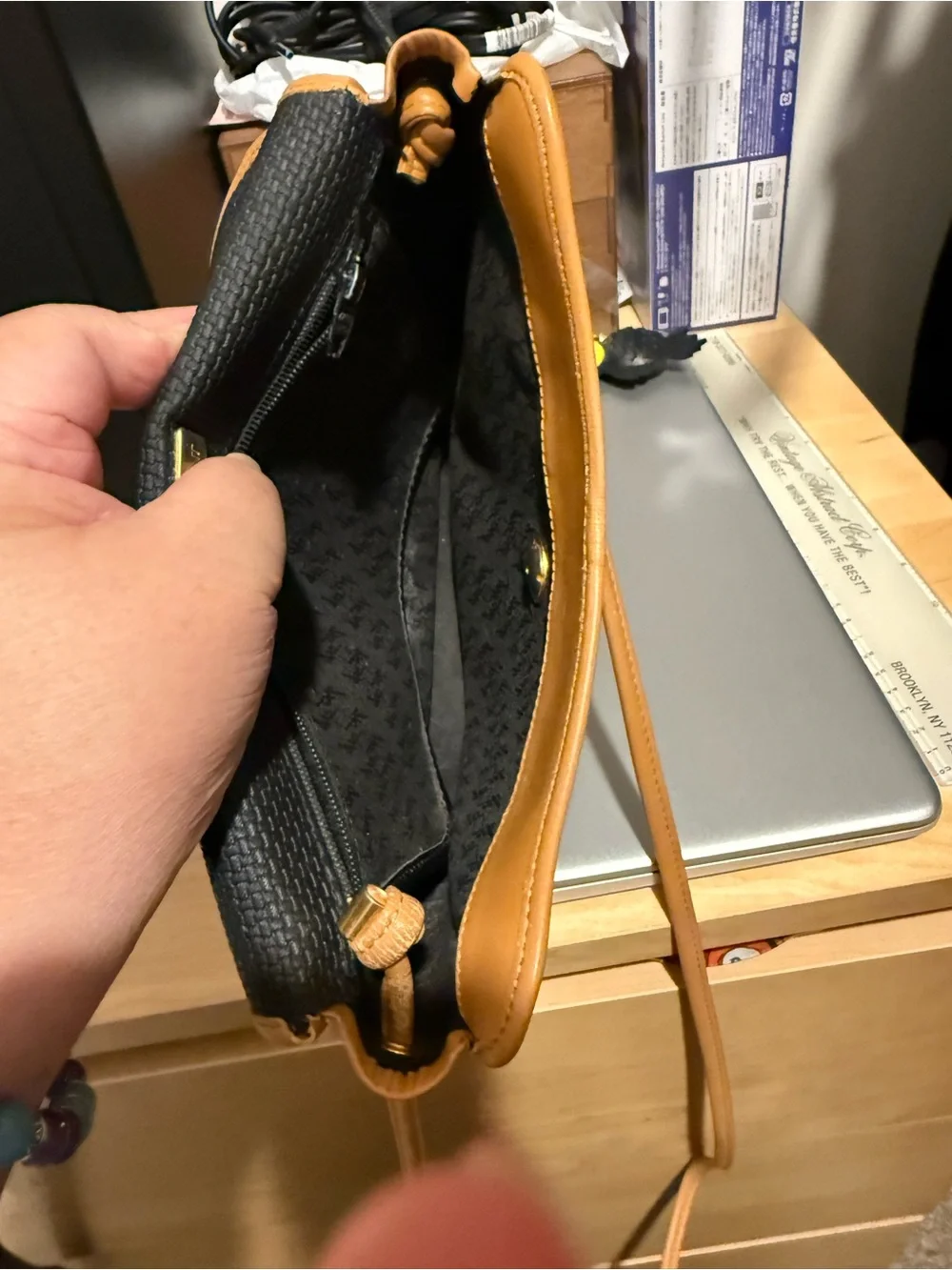 Yves Saint Laurent Black and Tan Crossbody Bag